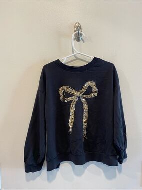 next sequin bow long sleeve wrap back Sweatshirt 100% cotton size 6
